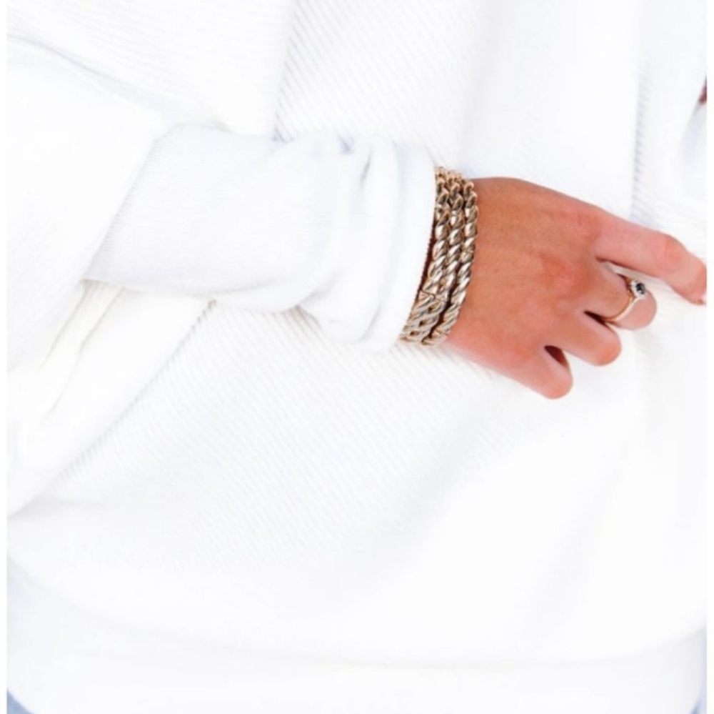 White Cashmere blend off the shoulder sweater - Picture 7 of 15